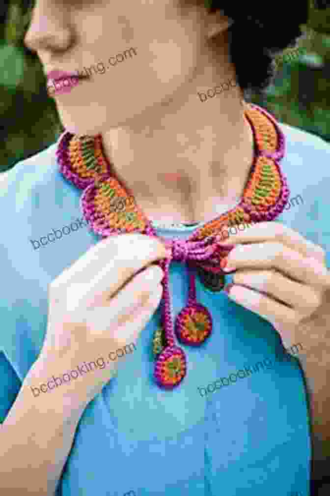 A Vibrant Flower Collar Adorned With Crocheted Petals, Leaves, And Stems. Crochet Collar Patterns Warren Nast
