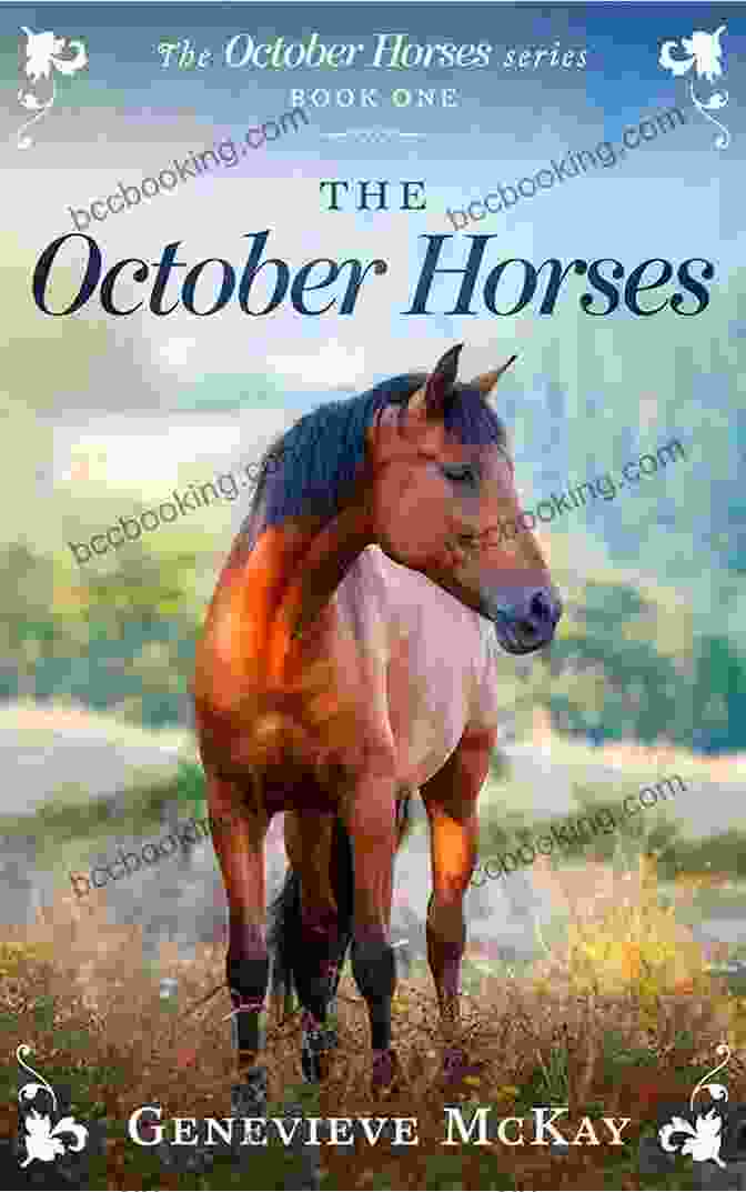 Book Cover Of 'The October Horses' Featuring A Misty Forest And Ethereal Horses The October Horses Genevieve Mckay