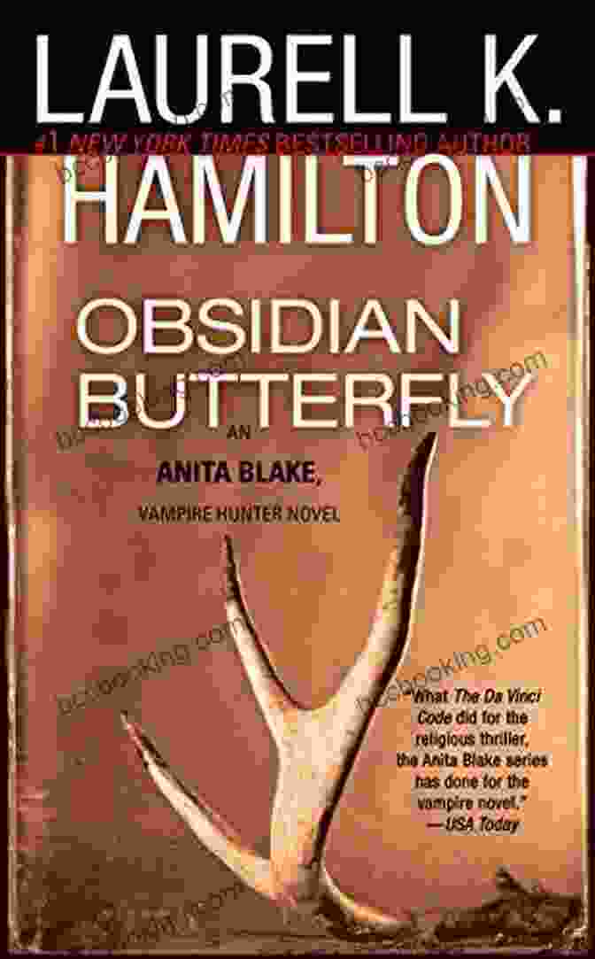 Obsidian Butterfly Book Cover, Showcasing Anita Blake Wielding A Silver Stake With A Fiery Glow Obsidian Butterfly: An Anita Blake Vampire Hunter Novel
