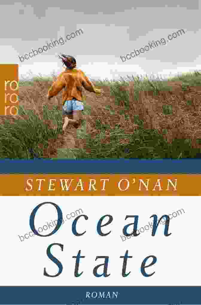 Ocean State Stewart Nan Book Cover Featuring A Watercolor Painting Of A Woman Sitting On A Rock By The Ocean, Gazing Out At The Horizon. The Sky Is A Mixture Of Blues And Purples, With Clouds Swirling Above Her Head. Ocean State Stewart O Nan