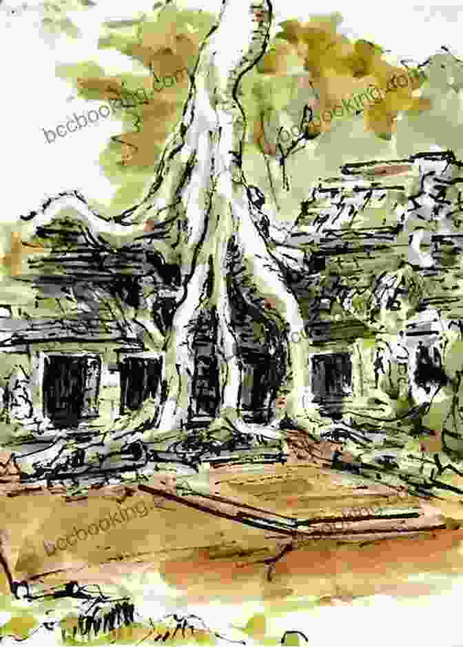 Pen And Ink Sketch Of Ta Prohm Temple Pen Ink And Watercolor Sketching 2 Temples Of Cambodia: Learn To Draw And Paint Stunning Illustrations In 10 Step By Step Exercises
