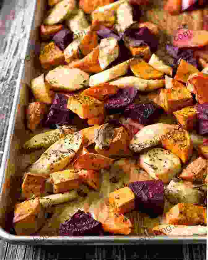 Vibrant Roasted Root Vegetables, A Symphony Of Colors And Flavors, Inviting You To Indulge In The Bounty Of Winter's Harvest. The Super Easy With British Bake Off: Over 130 Inspirational Recipes To Keep You Warm On Frosty Days And Date Night